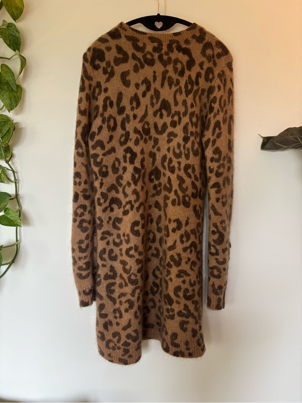 Sézane Fanie Leopard Mohair Wool Sweater Mini Dress XS